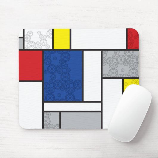 Mondrian Retro Circles Minimalistisch De Stijl Mod Mousepad (Mit Mouse)