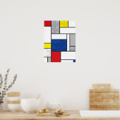 Mondrian Retro Circles Minimalistisch De Stijl Mod Poster (Küche)
