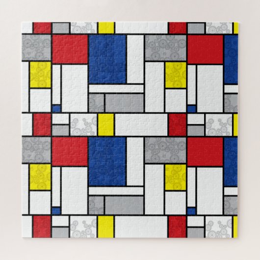 Mondrian Retro Circles Minimalistisch De Stijl Mod Puzzle (Horizontal)