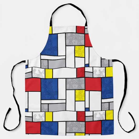 Mondrian Retro Circles Minimalistisch De Stijl Mod Schürze (Vorderseite)