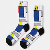 Mondrian Retro Circles Minimalistisch De Stijl Mod Socken (Linkes Detail)