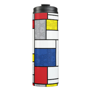 Mondrian Retro Circles Minimalistisch De Stijl Mod Thermosbecher