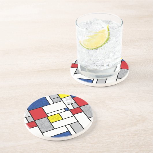 Mondrian Retro Circles Minimalistisch De Stijl Mod Untersetzer (Seite)