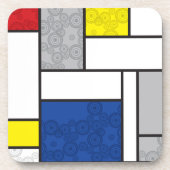 Mondrian Retro Circles Minimalistisch De Stijl Mod Untersetzer (Vorderseite)