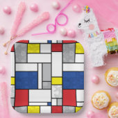 Mondrian Retro Kreise Minimalistischer De Stijl Mo Pappteller (Party)