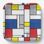 Mondrian Retro Kreise Minimalistischer De Stijl Mo Pappteller (Vorderseite)