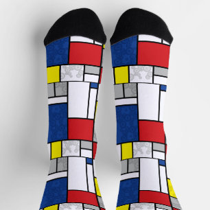 Mondrian Retro Kreise Minimalistischer De Stijl Mo Socken