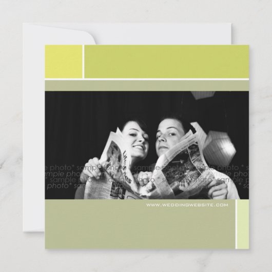 Mondrian Retro Mod Art Save the Date farbenfroh (Rückseite)