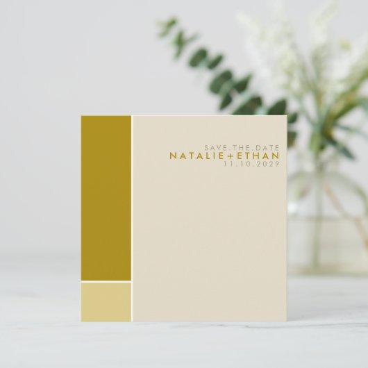 Mondrian Retro Mod Art Save the Date farbenfroh (Stehend Vorderseite)