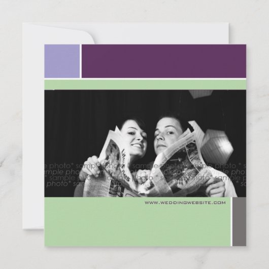 Mondrian Retro Mod Art Save the Date farbenfroh (Rückseite)