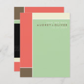 Mondrian Retro Mod Art Save the Date farbenfroh (Vorne/Hinten)