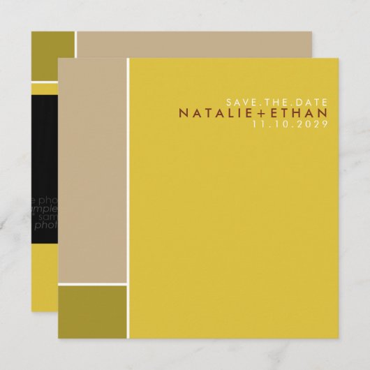 Mondrian Retro Mod Art Save the Date farbenfroh (Vorne/Hinten)