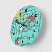 Mondrian Scratch Art Runde Wanduhr (Winkel)