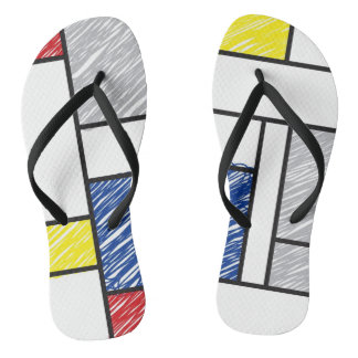 Mondrian Scribbles Minimalist Stijl Modern Art Badesandalen