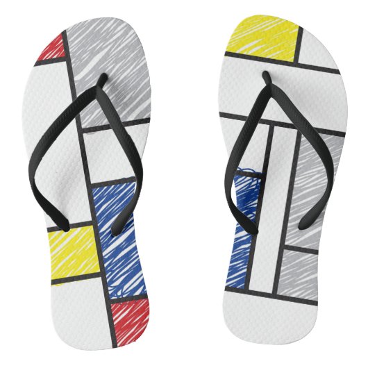 Mondrian Scribbles Minimalist Stijl Modern Art Badesandalen (Fußbett)