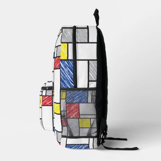 Mondrian Scribbles Minimalist Stijl Modern Art Bedruckter Rucksack (Rechts)