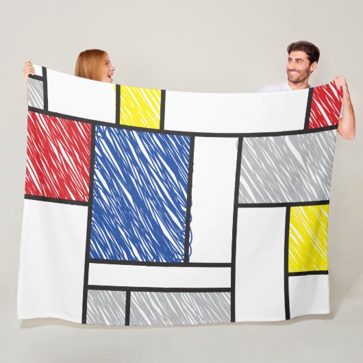Mondrian Scribbles Minimalist Stijl Modern Art Fleecedecke (Beispiel)