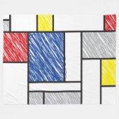 Mondrian Scribbles Minimalist Stijl Modern Art Fleecedecke (Vorderseite (Horizontal))