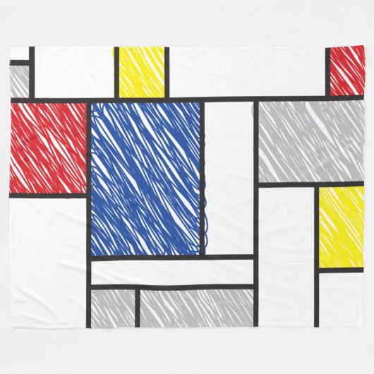 Mondrian Scribbles Minimalist Stijl Modern Art Fleecedecke (Vorderseite (Horizontal))