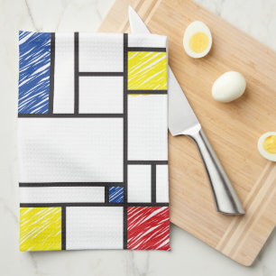 Mondrian Scribbles Minimalist Stijl Modern Art Geschirrtuch