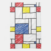 Mondrian Scribbles Minimalist Stijl Modern Art Geschirrtuch (Vertikal)