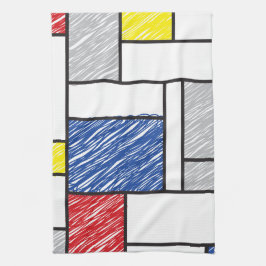 Mondrian Scribbles Minimalist Stijl Modern Art Handtuch