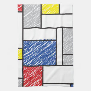 Mondrian Scribbles Minimalist Stijl Modern Art Handtuch