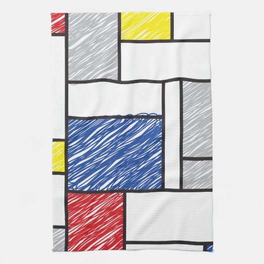 Mondrian Scribbles Minimalist Stijl Modern Art Handtuch (Vertikal)