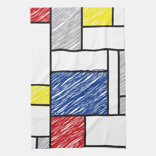 Mondrian Scribbles Minimalist Stijl Modern Art Handtuch (Vertikal)