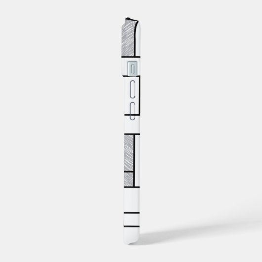 Mondrian Scribbles Minimalist Stijl Modern Art iPhone 15 Hülle (Linke Seite)