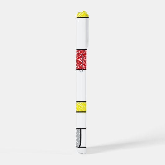 Mondrian Scribbles Minimalist Stijl Modern Art iPhone 15 Hülle (Rechte Seite)