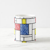 Mondrian Scribbles Minimalist Stijl Modern Art Kaffeetasse (Mittel)