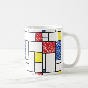 Mondrian Scribbles Minimalist Stijl Modern Art Kaffeetasse