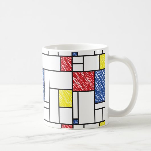Mondrian Scribbles Minimalist Stijl Modern Art Kaffeetasse (Rechts)