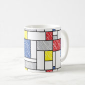 Mondrian Scribbles Minimalist Stijl Modern Art Kaffeetasse (VorderseiteRechts)