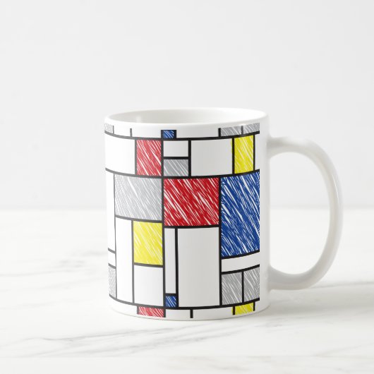 Mondrian Scribbles Minimalist Stijl Modern Art Kaffeetasse (Rechts)