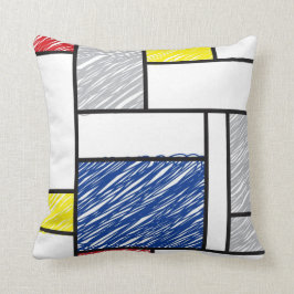 Mondrian Scribbles Minimalist Stijl Modern Art Kissen