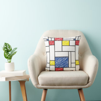 Mondrian Scribbles Minimalist Stijl Modern Art Kissen