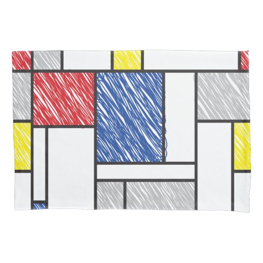Mondrian Scribbles Minimalist Stijl Modern Art Kissenbezug (Vorderseite)