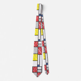 Mondrian Scribbles Minimalist Stijl Modern Art Krawatte