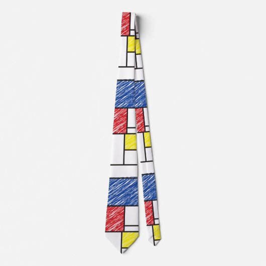 Mondrian Scribbles Minimalist Stijl Modern Art Krawatte (Vorderseite)