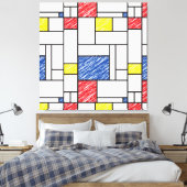 Mondrian Scribbles Minimalist Stijl Modern Art Leinwanddruck (Insitu (Schlafzimmer))