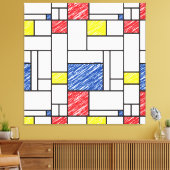 Mondrian Scribbles Minimalist Stijl Modern Art Leinwanddruck (Insitu (Wohnzimmer))