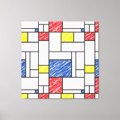 Mondrian Scribbles Minimalist Stijl Modern Art Leinwanddruck (Vorderseite)
