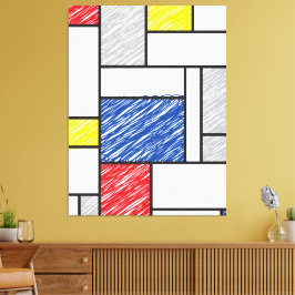 Mondrian Scribbles Minimalist Stijl Modern Art Leinwanddruck