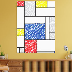 Mondrian Scribbles Minimalist Stijl Modern Art Leinwanddruck