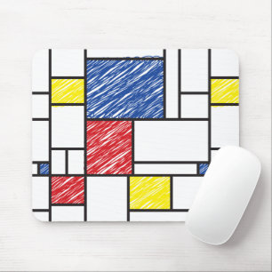 Mondrian Scribbles Minimalist Stijl Modern Art Mousepad