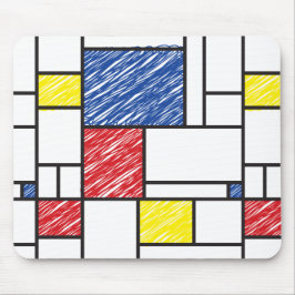 Mondrian Scribbles Minimalist Stijl Modern Art Mousepad