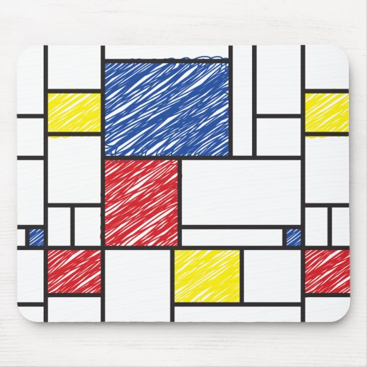 Mondrian Scribbles Minimalist Stijl Modern Art Mousepad (Vorne)