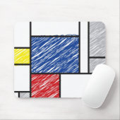 Mondrian Scribbles Minimalist Stijl Modern Art Mousepad (Mit Mouse)